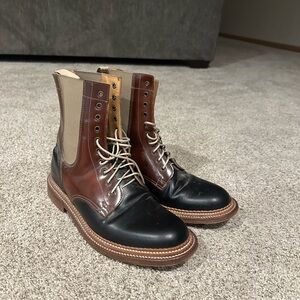 Grenson Black and Brown Leather Boots